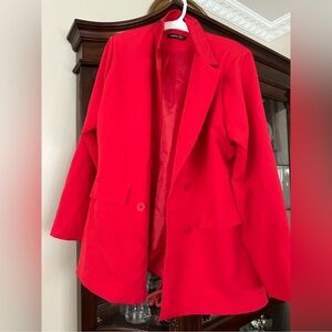 Boohoo Plus Red Blazer - Classic power piece!